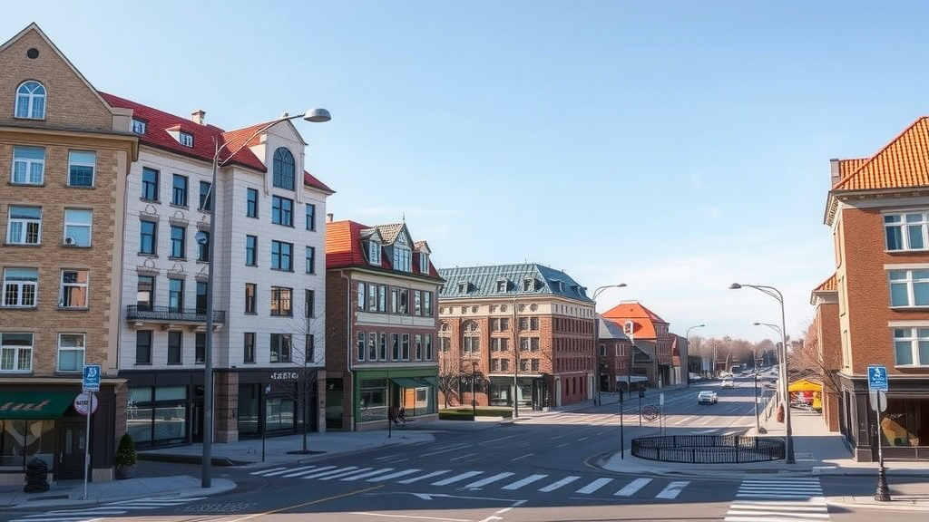 Vibrant cityscape of Laval highlighting community parks and cultural events amid challenges like high property taxes and transportation costs. Debt solutions available.